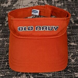Vintage Old Navy Visor Hat Orange One Size Embroidered Logo Y2K‎ Sporty Sun Cap